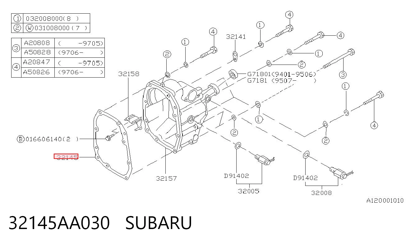 32145AA030 Subaru Junta de tapa de caja de cambios