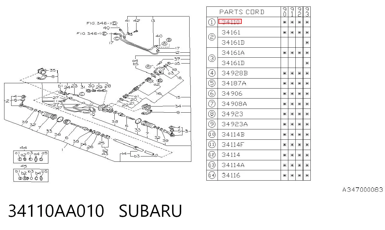 34110AA010 Subaru Cremallera caja de direccion