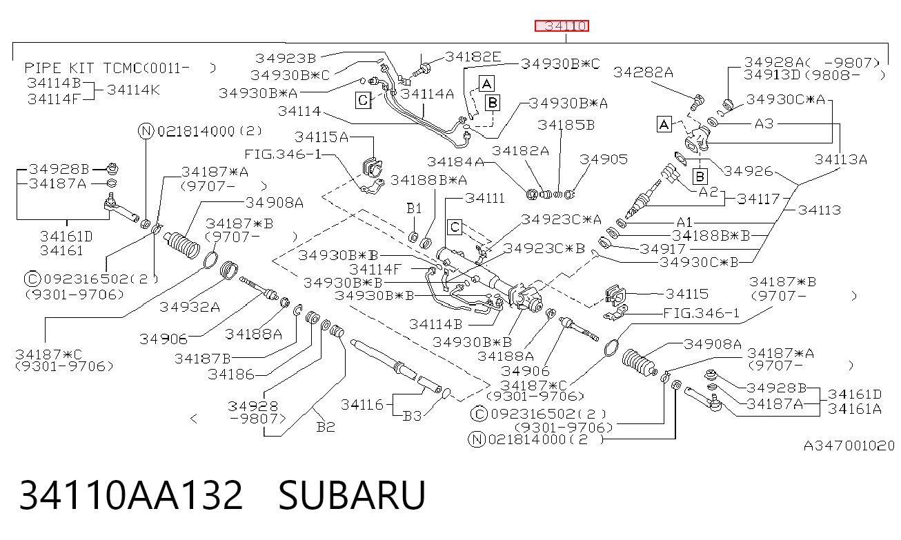 Cremallera caja de direccion para Subaru Impreza I GF