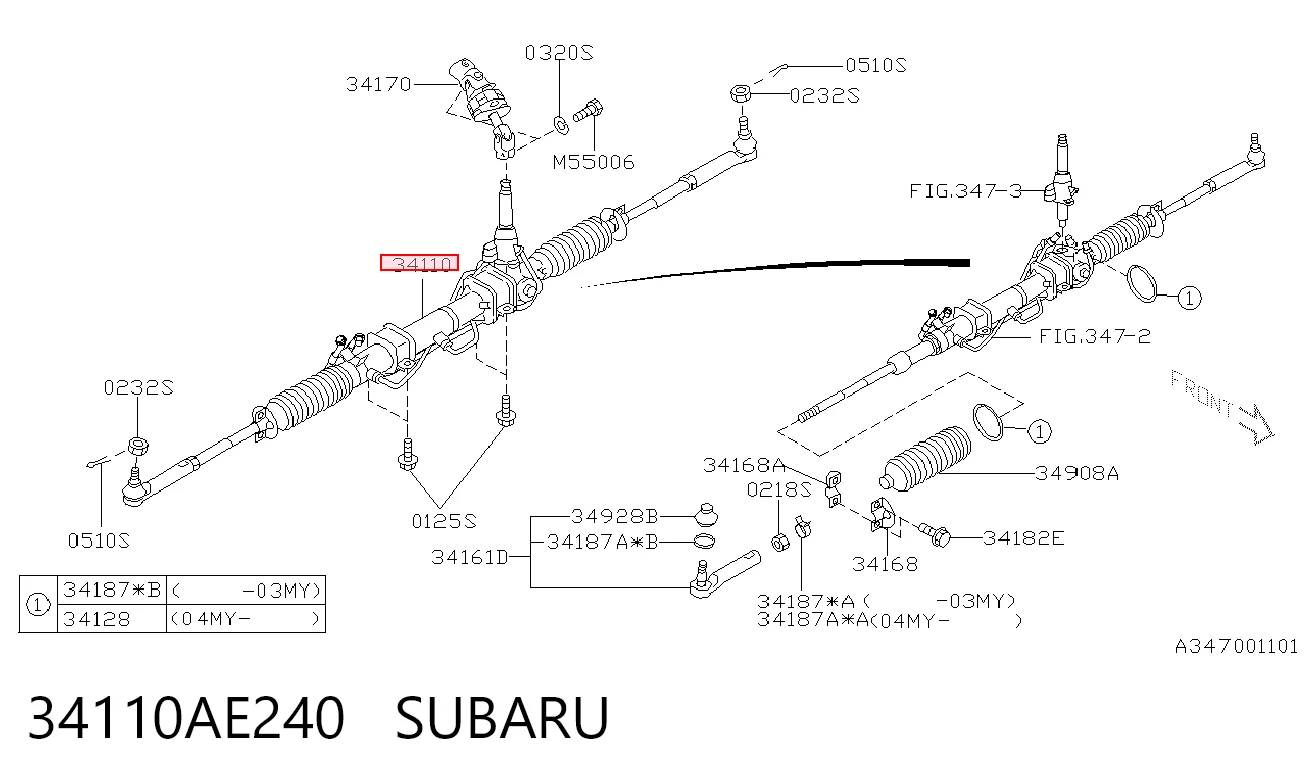 Cremallera caja de direccion Subaru Impreza II (1999-2009)