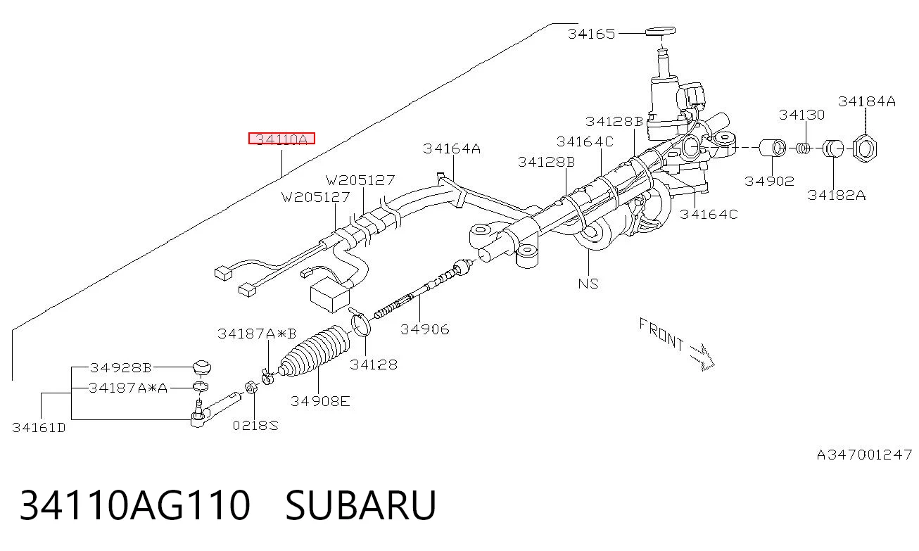 34110AG110 Subaru Cremallera caja de direccion