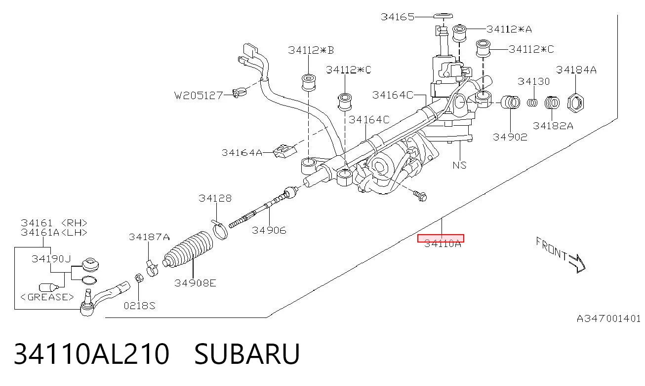 Cremallera de dirección SUBARU 34110AL210