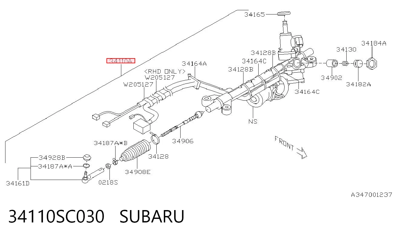 34110SC030 Subaru Cremallera caja de direccion