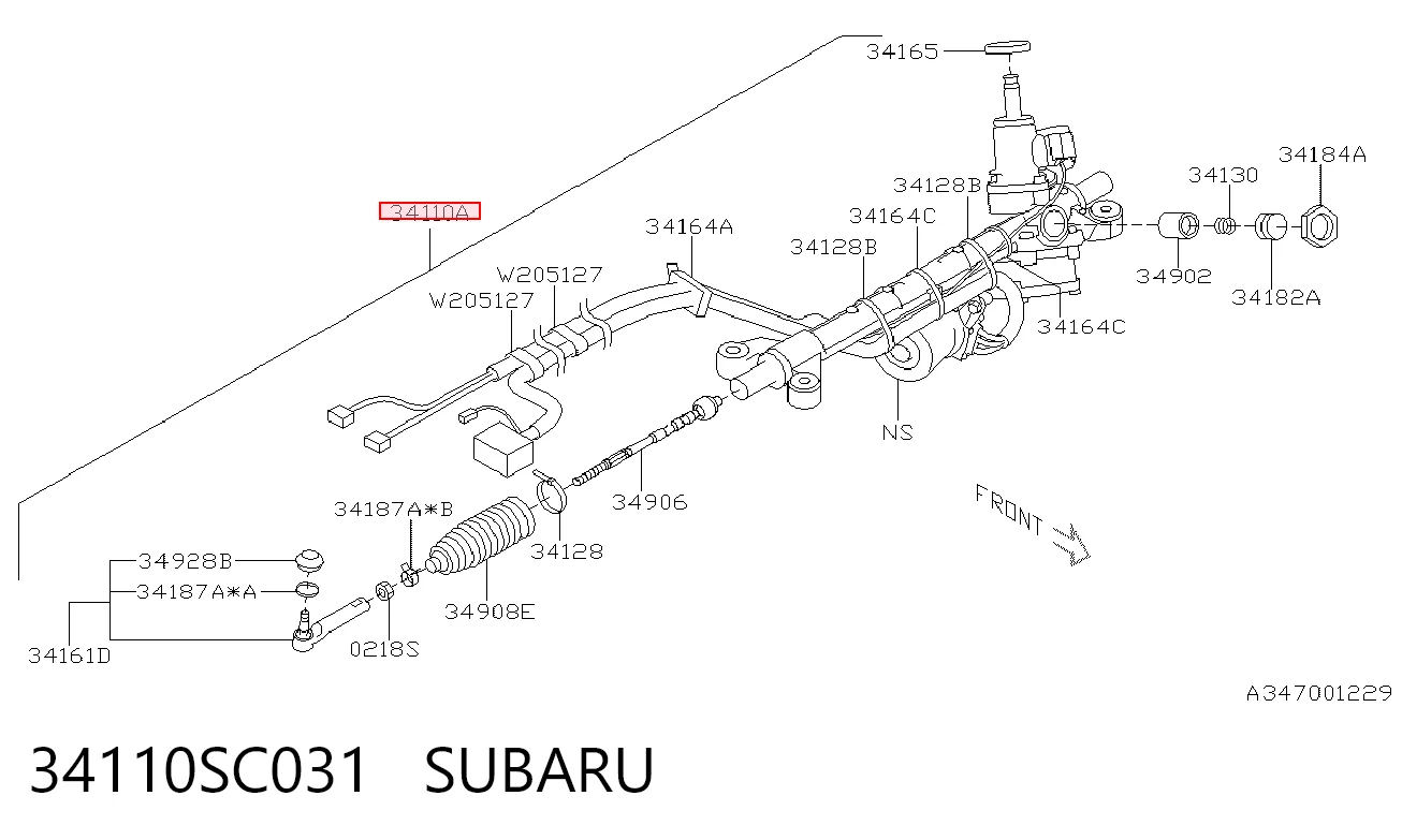 34110SC031 Subaru Cremallera caja de direccion