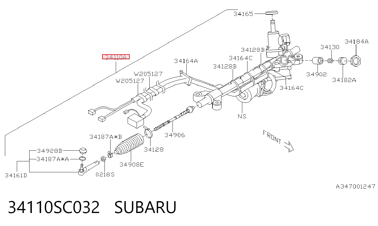 34110SC032 Subaru Cremallera caja de direccion