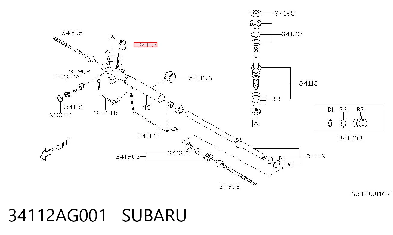 34112AG001 Subaru Silentblock de montaje de la cremallera de dirección