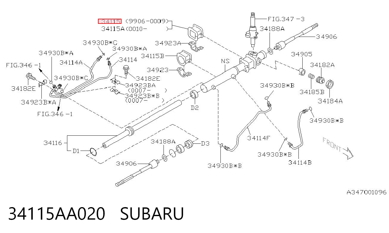 34115AA020 Subaru Buje inferior de fijación de la cremallera de dirección