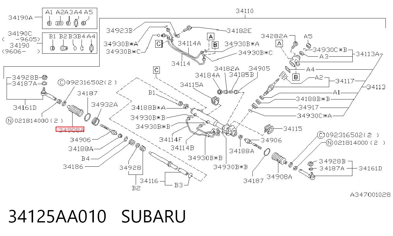 34125AA010 Subaru Guardapolvo dirección