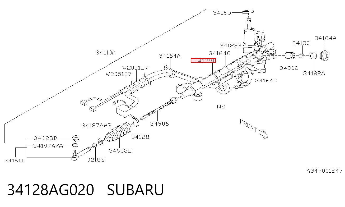 34128AG020 Subaru Abrazadera de cremallera de dirección