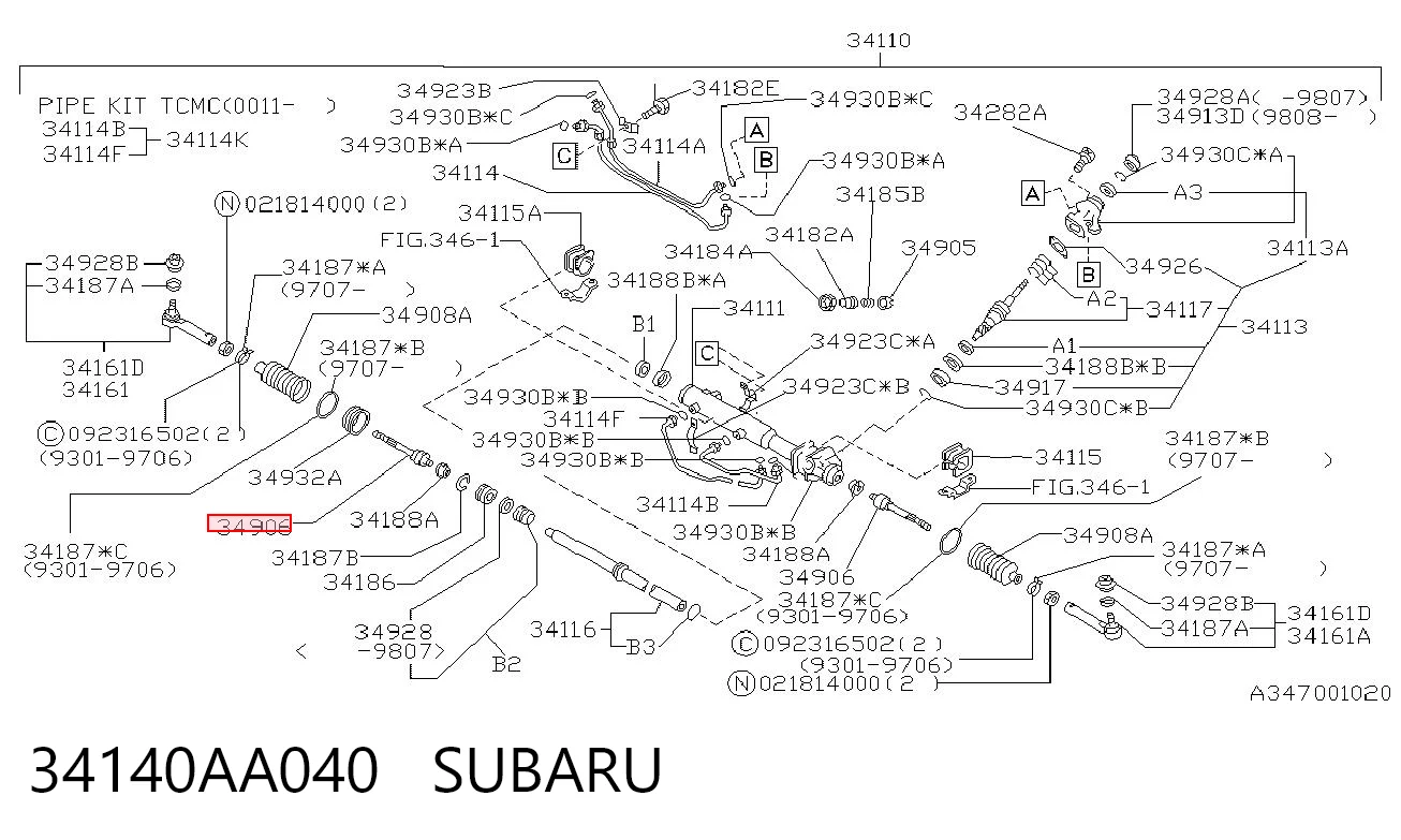 34140AA040 Subaru Barra de direccion coche