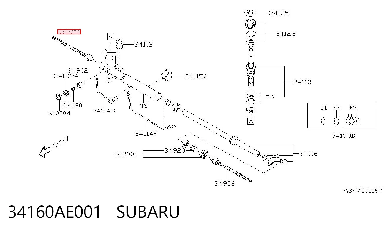 34160AE001 Subaru Barra de direccion coche