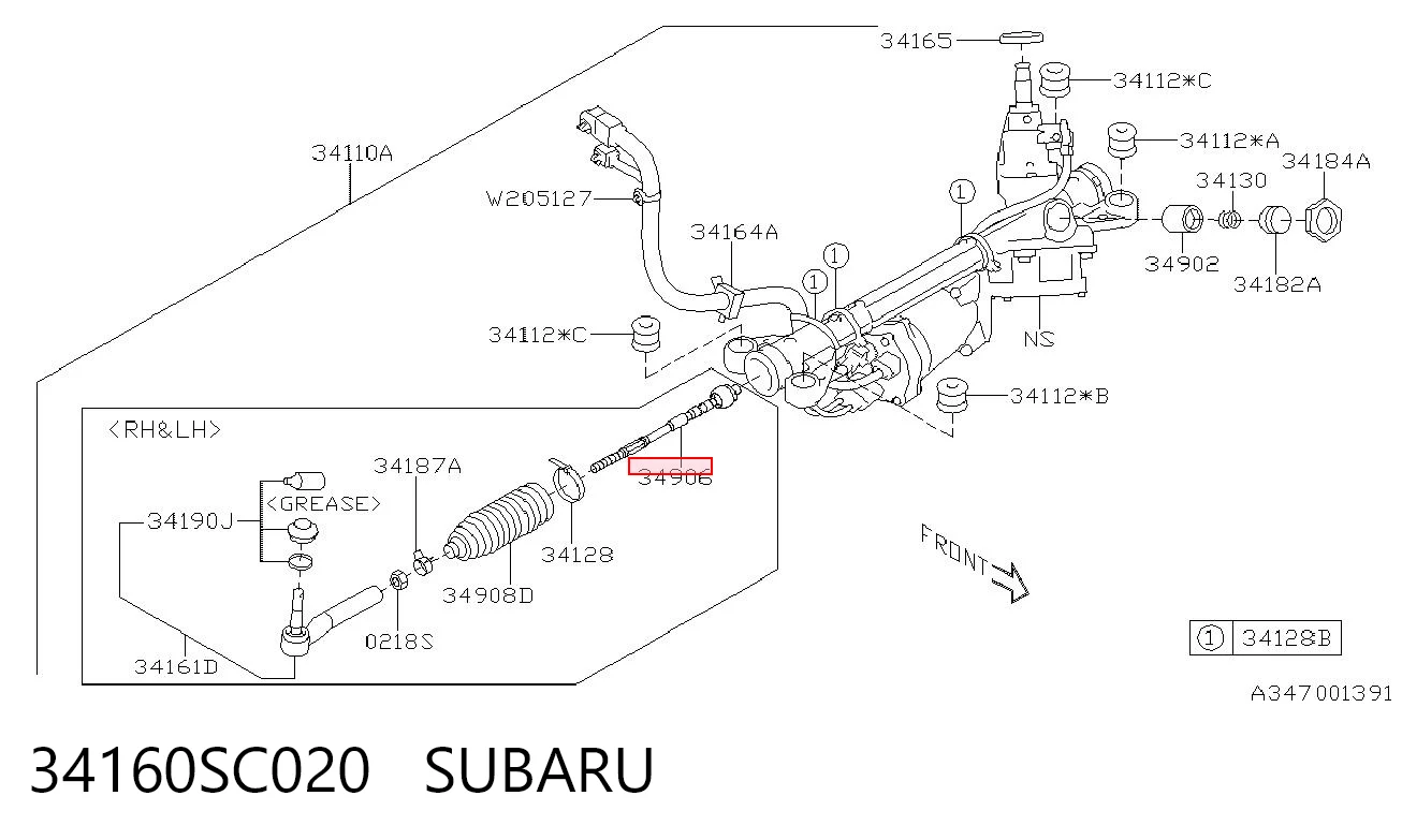 34160SC020 Subaru Barra de direccion coche