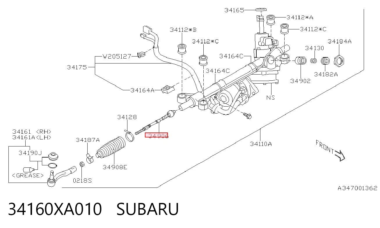 34160XA010 Subaru Barra de direccion coche