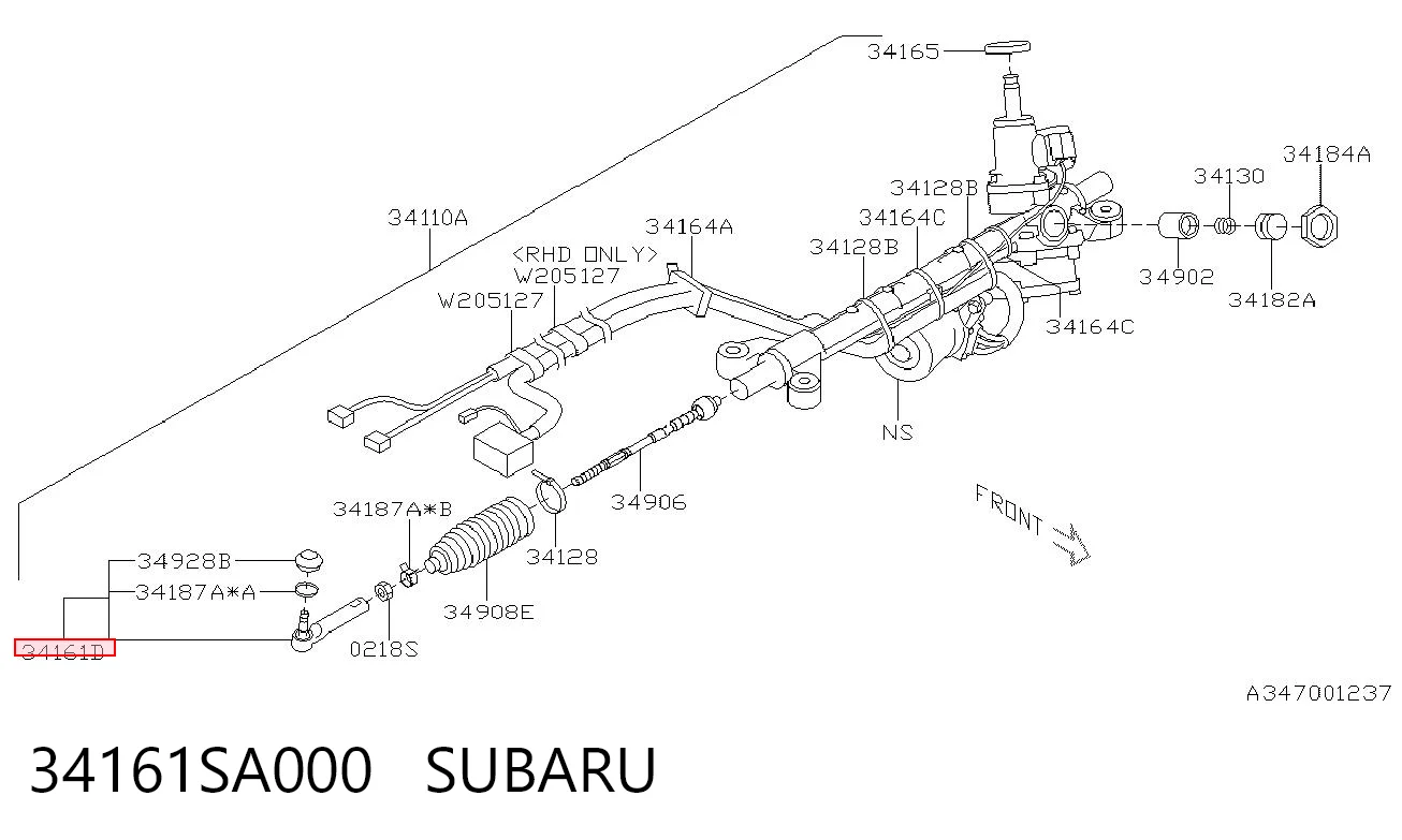 34161SA000 Subaru Rótula de dirección