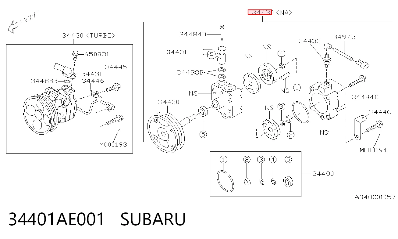 34401AE001 Subaru Bomba hidráulica de dirección