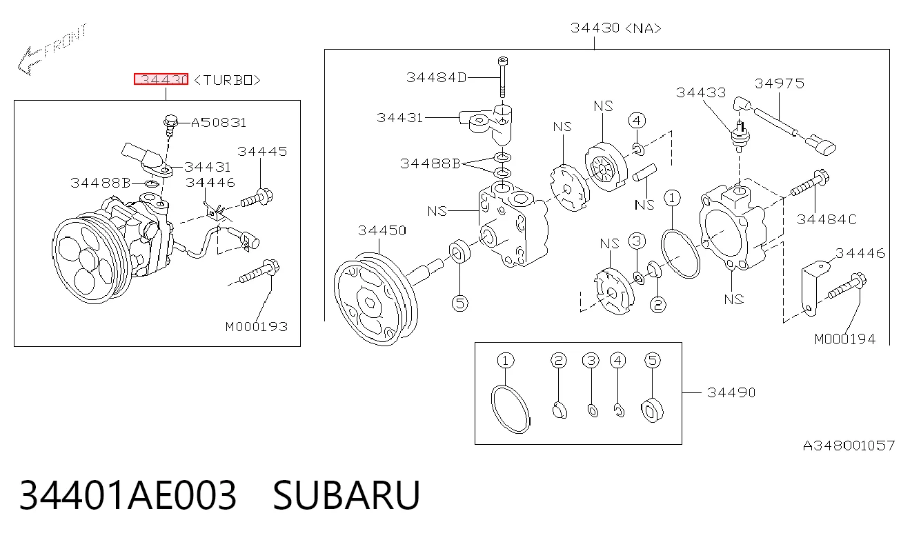 34401AE003 Subaru Bomba hidráulica de dirección