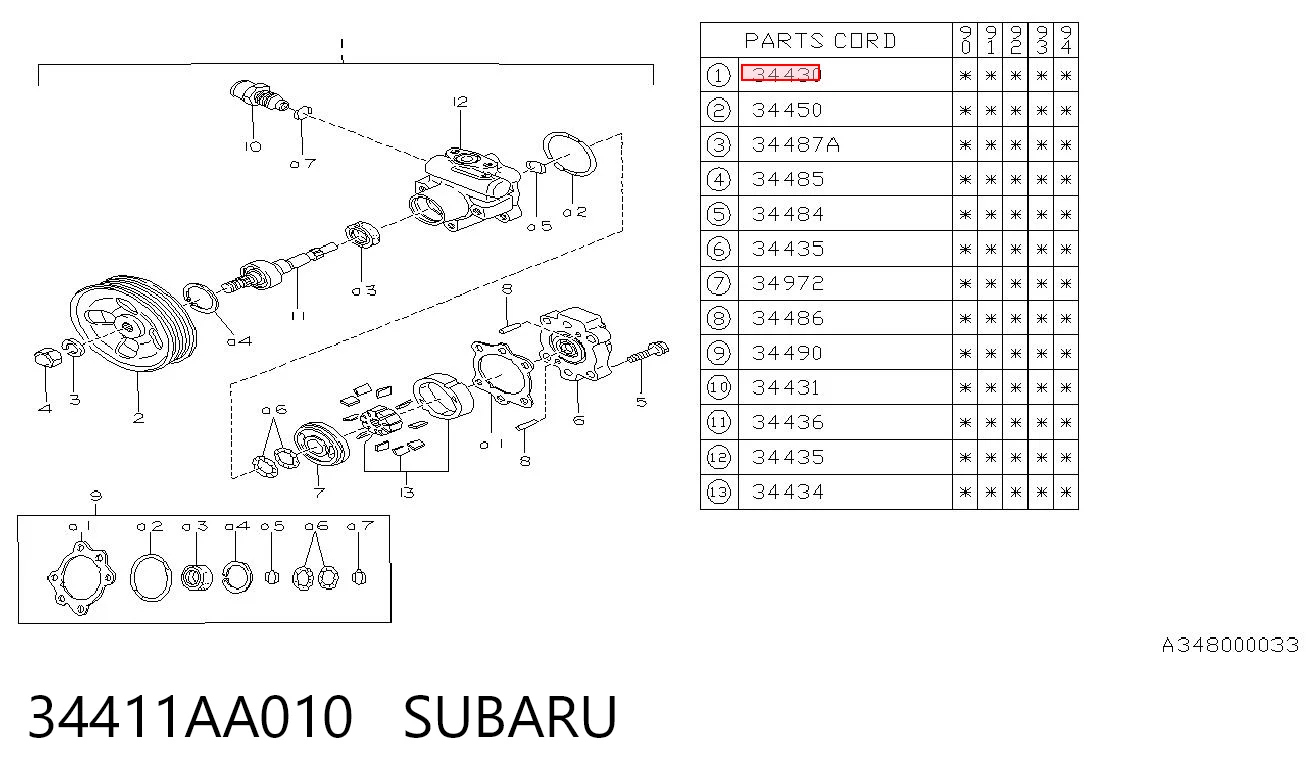 Bomba hidráulica de dirección para Subaru Legacy I BC