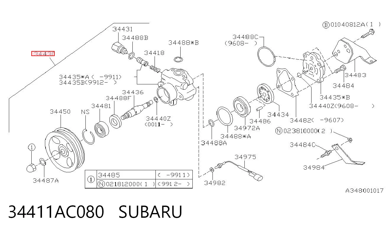  Bomba de dirección Subaru Legacy 2
