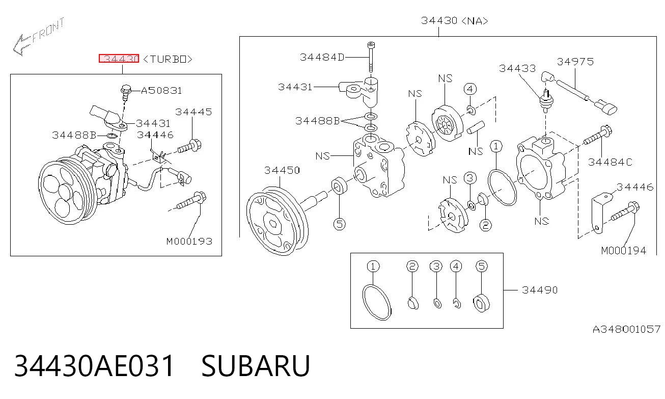 34430AE031 Subaru Bomba hidráulica de dirección