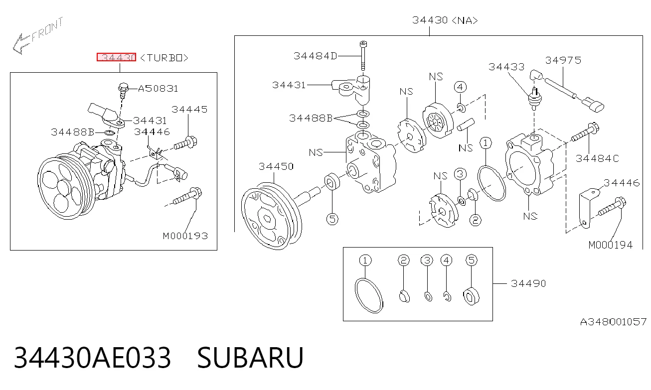 34430AE033 Subaru Bomba hidráulica de dirección