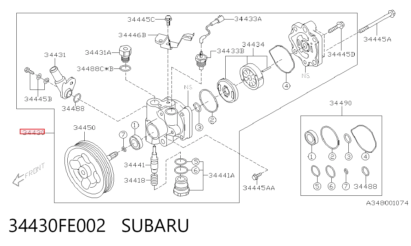 34430FE002 Subaru Bomba hidráulica de dirección