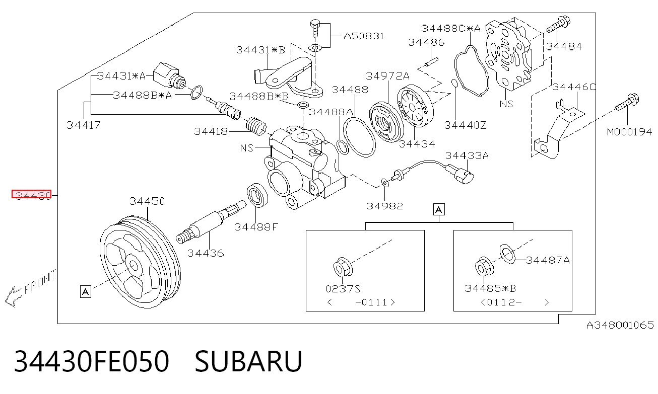 34430FE050 Subaru Bomba hidráulica de dirección