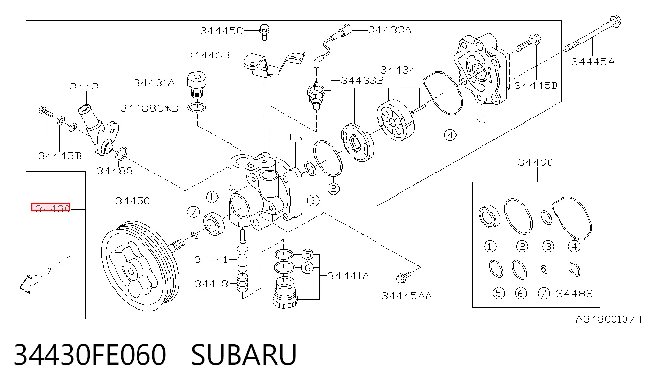 34430FE060 Subaru Bomba hidráulica de dirección