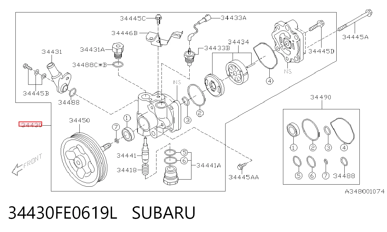 34430FE0619L Subaru Bomba hidráulica de dirección
