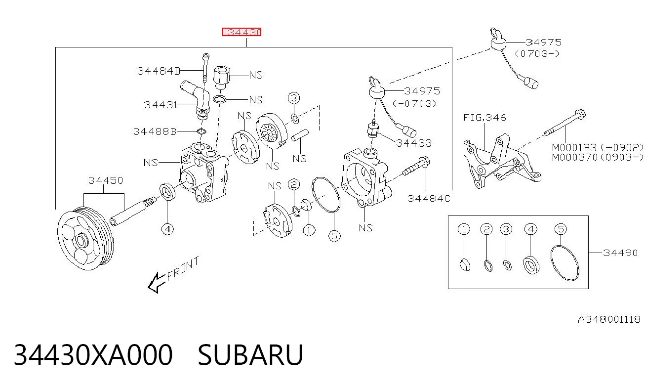 34430XA000 Subaru Bomba hidráulica de dirección