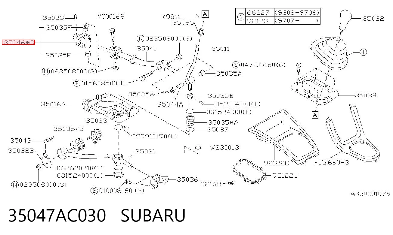 35047AC030 Subaru Soporte de la palanca selectora de la caja de cambios