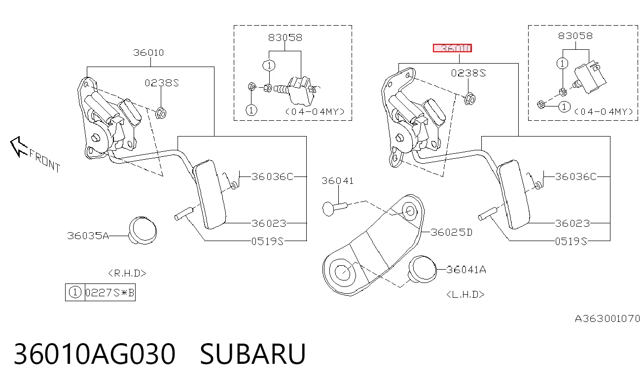 Pedal del acelerador para Subaru Legacy B13