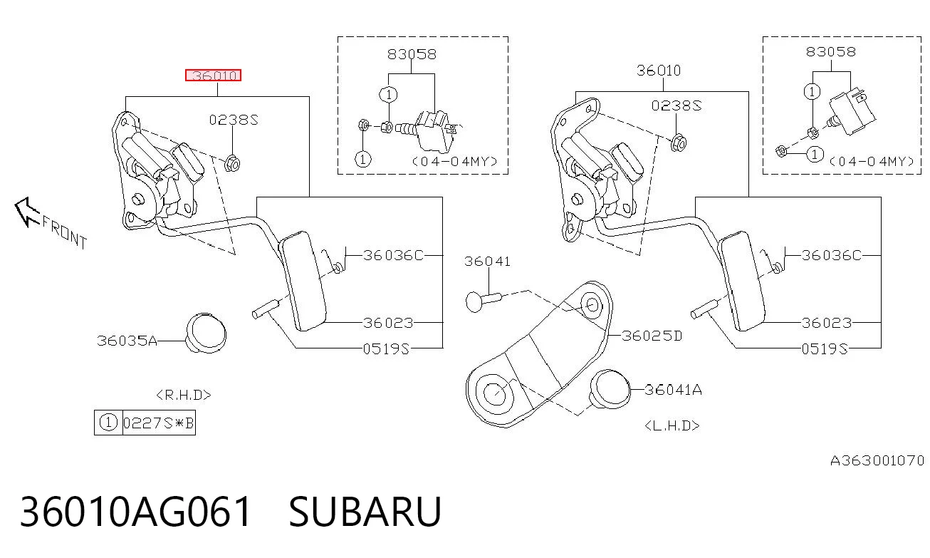 Comprar Pedal del acelerador Subaru Legacy IV B13 a bajo precio