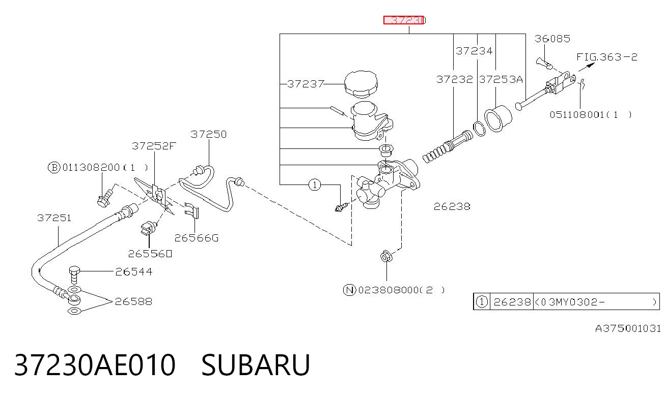 37230AE010 Subaru Cilindro maestro de clutch