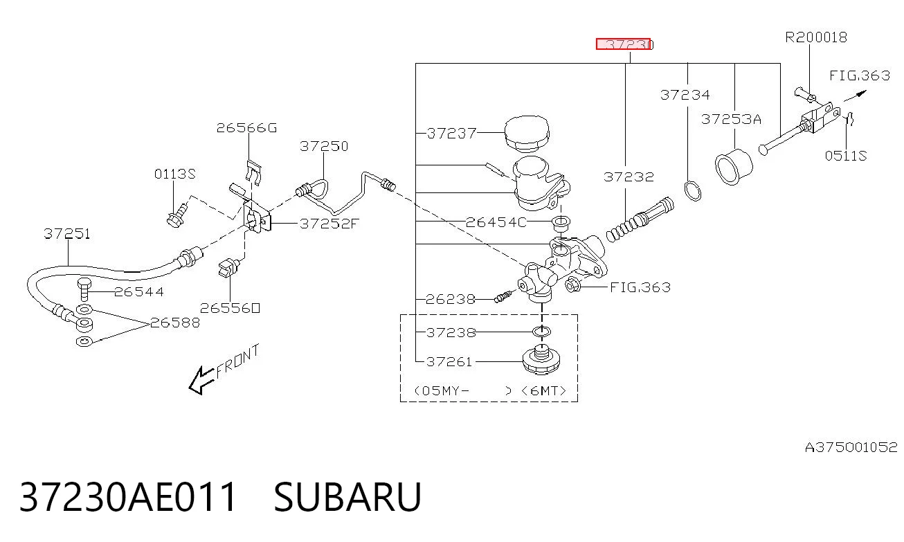 37230AE011 Subaru Cilindro maestro de clutch