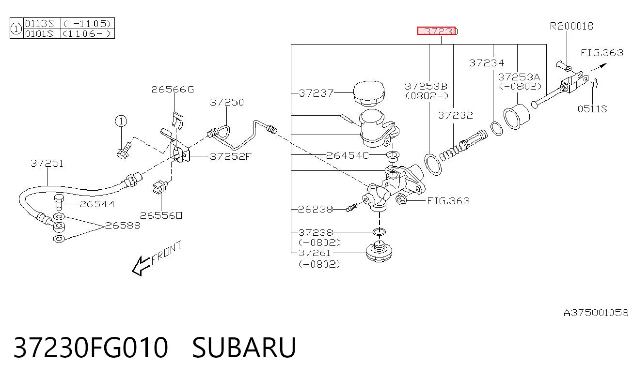 Cilindro maestro de clutch para Subaru Impreza III GH