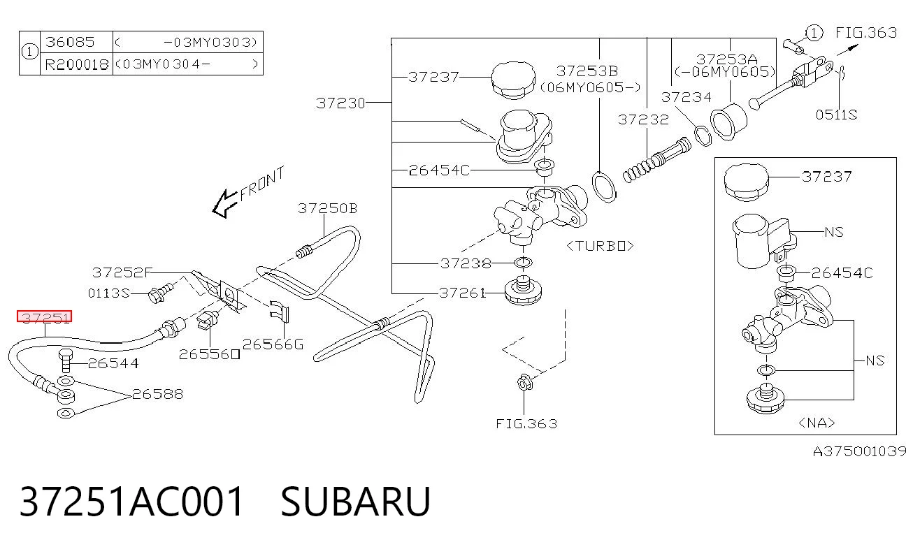 Tubo flexible de embrague para Subaru Legacy IV B13
