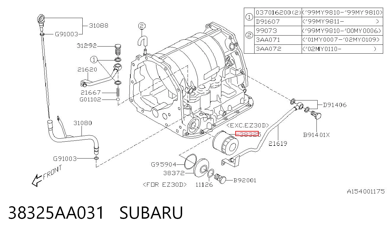 Filtro de transmisión automática para Subaru Forester S10, SF