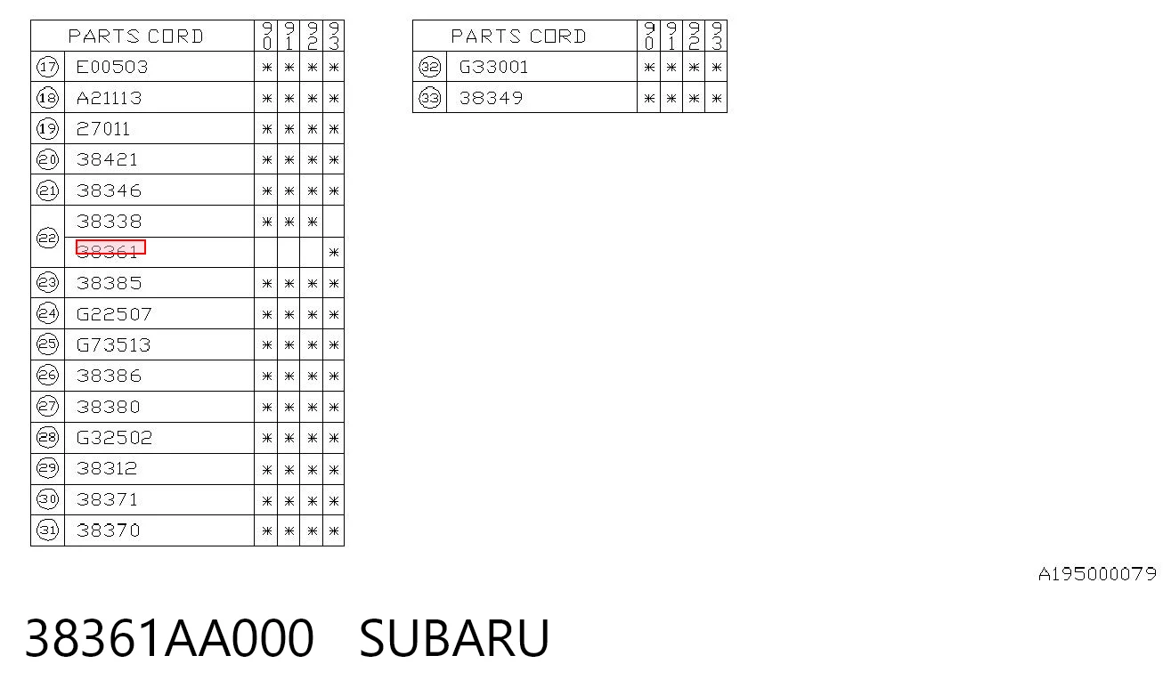 38361AA000 Subaru
