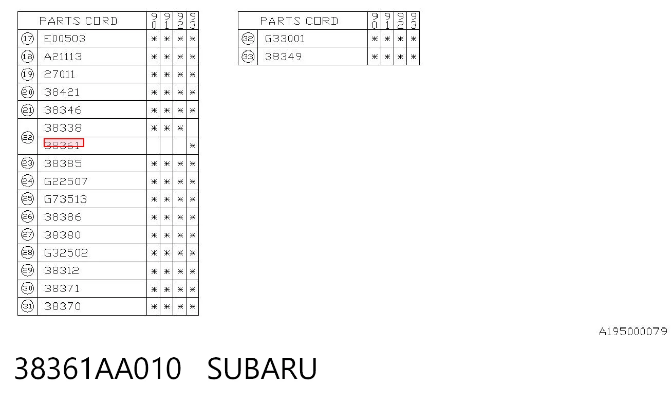 38361AA010 Subaru