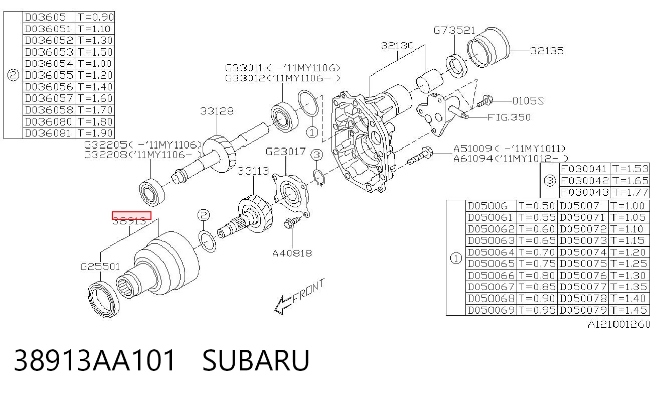 38913AA101 Subaru Embrague de bloqueo del diferencial de la caja de cambios