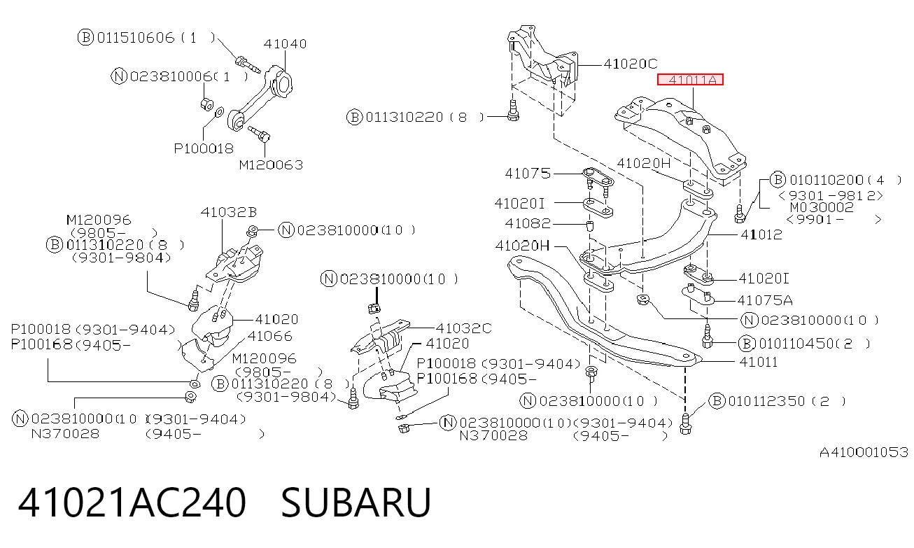 41021AC240 Subaru Viga de soporte del motor
