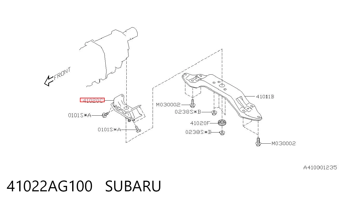 41022AG100 Subaru Soporte de caja de velocidades