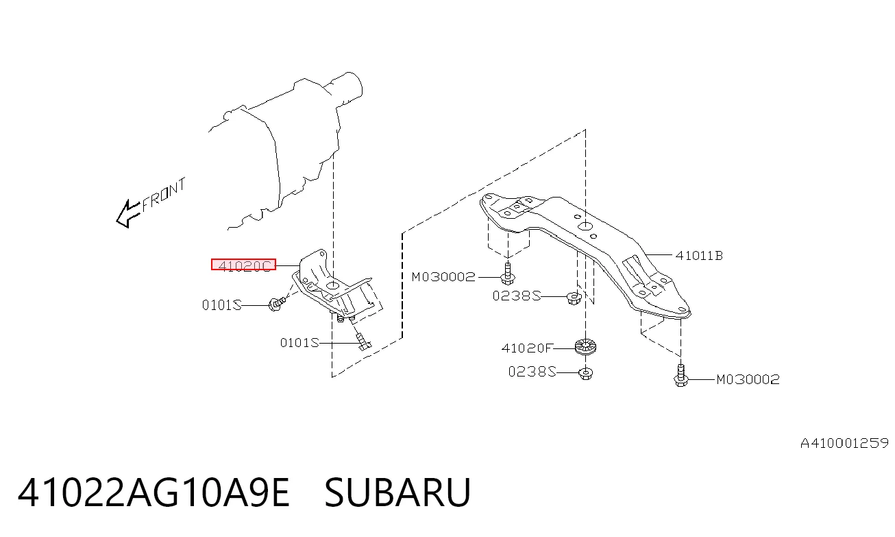 41022AG10A9E Subaru Soporte de caja de velocidades