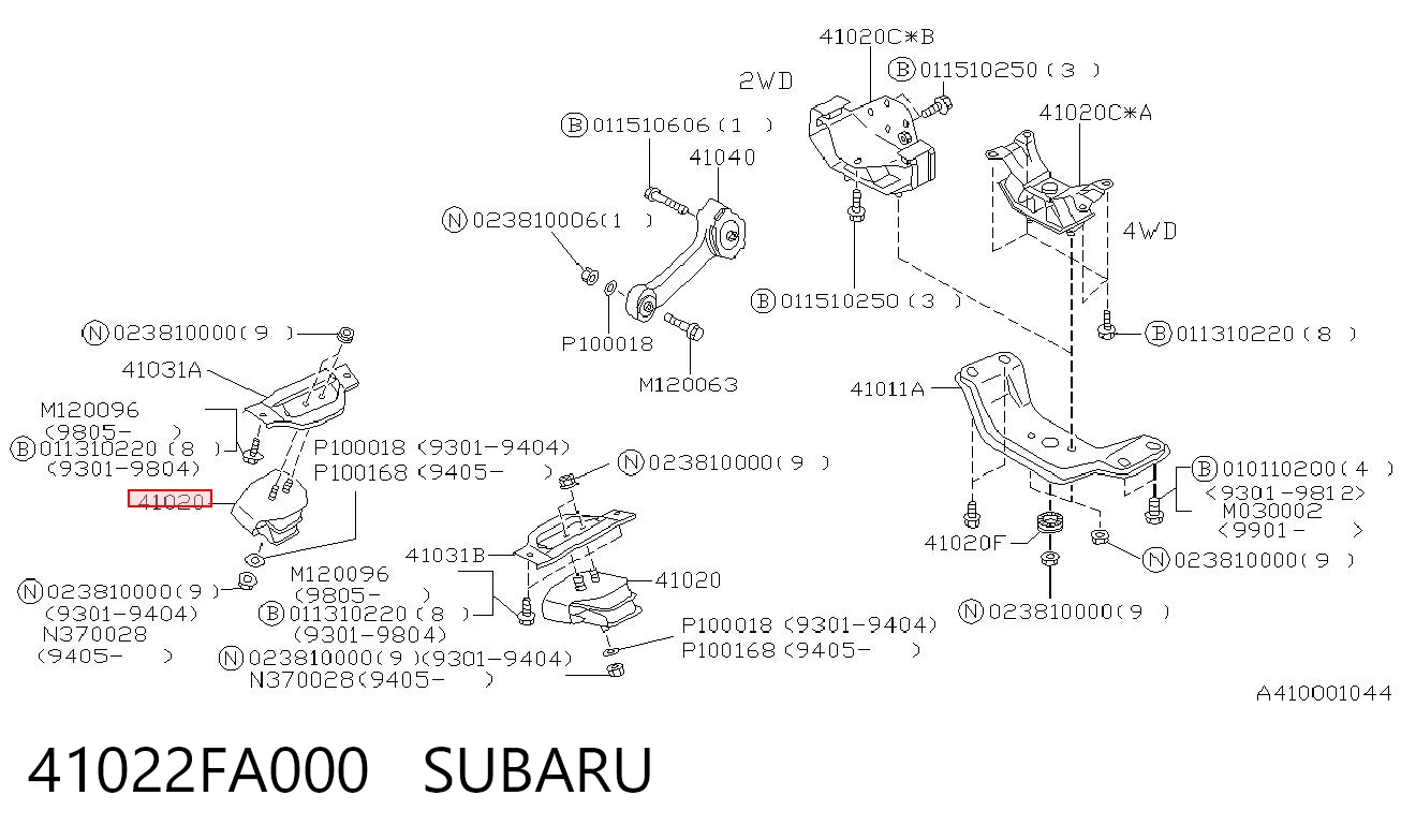 41022FA000 Subaru Soportes de motor delantero