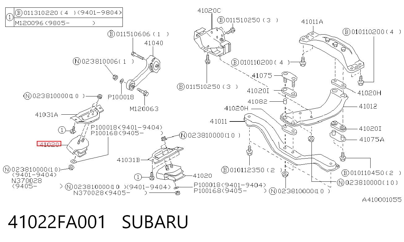 41022FA001 Subaru Soportes de motor delantero