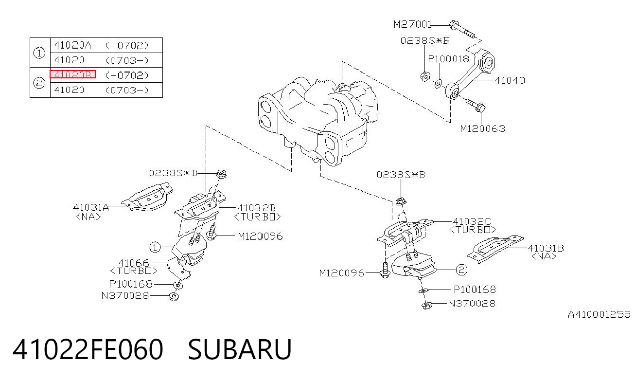 41022FE060 Subaru Soporte elástico, suspensión del motor, Izquierda / Derecha