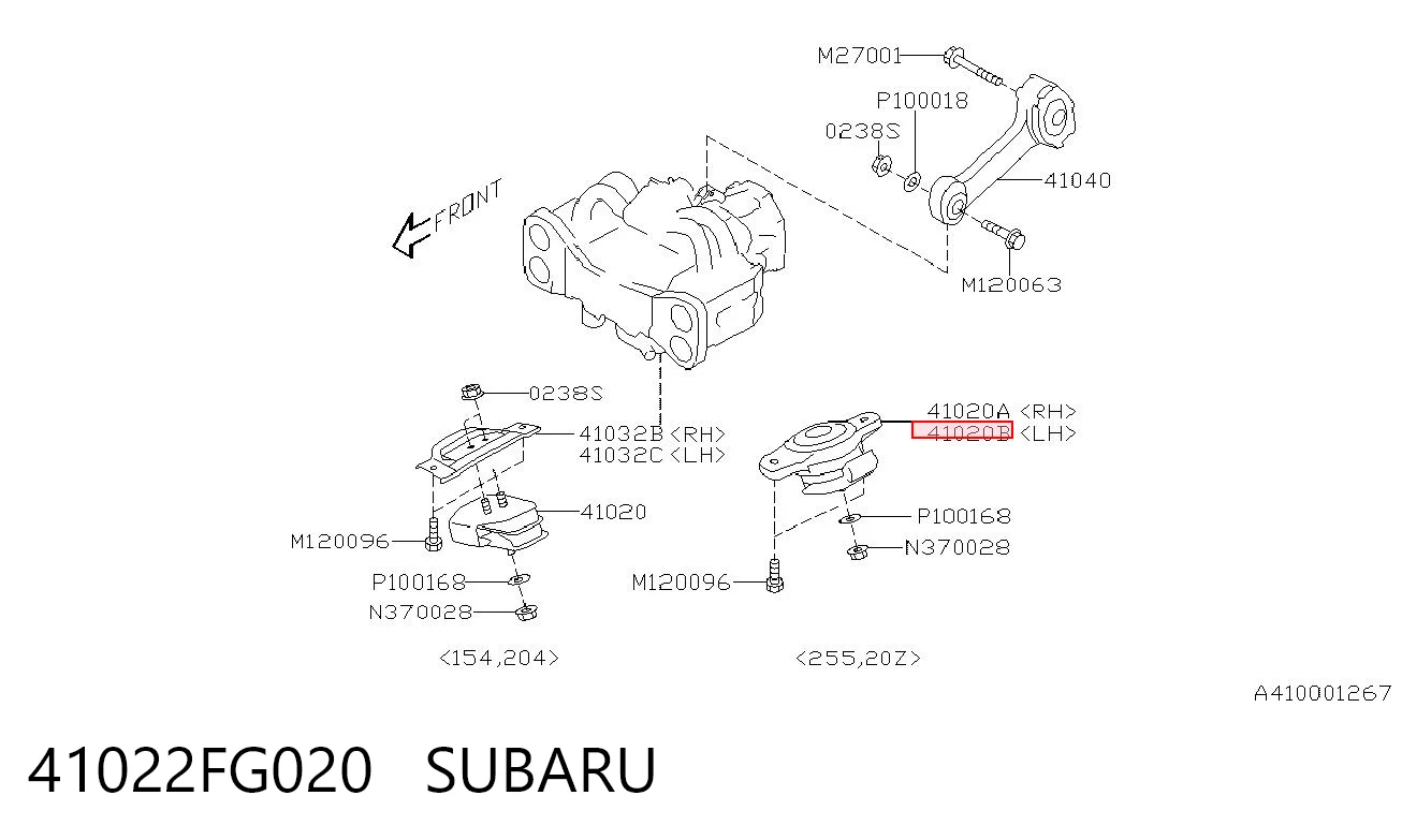 41022FG020 Subaru Cojín del motor
