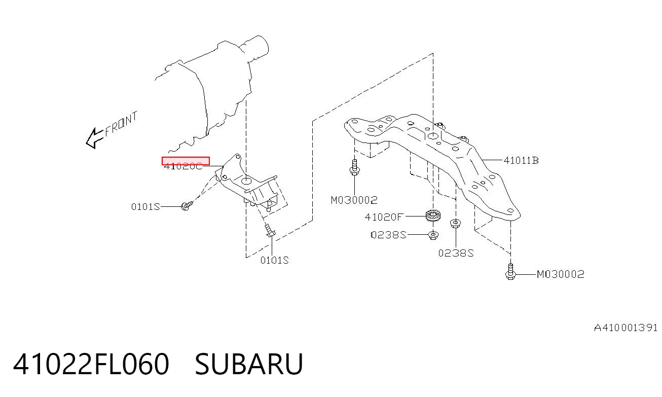 41022FL060 Subaru Soporte de caja de velocidades
