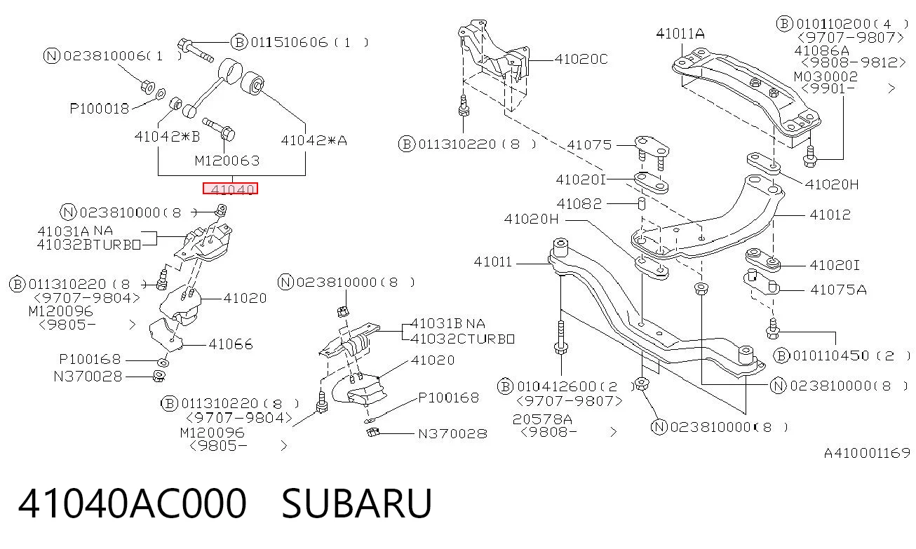  Soporte de motor trasero Subaru Forester 2