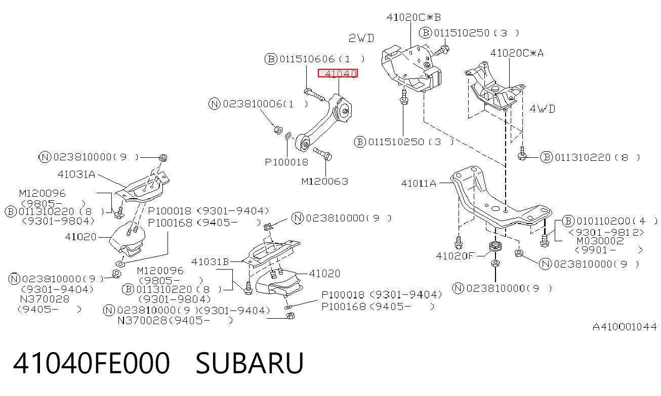 41040FE000 Subaru Soporte superior del motor